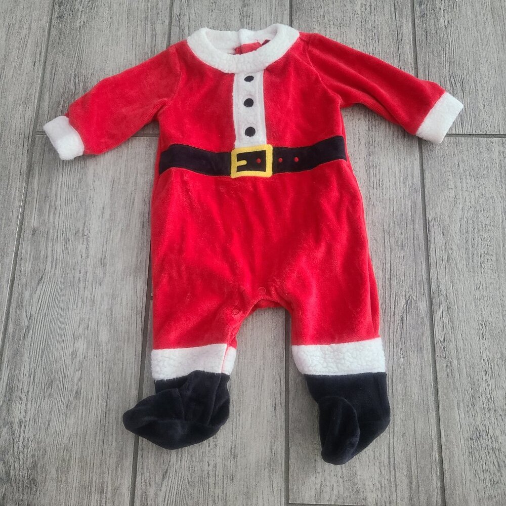 Carter’s Baby Girl Red Santa Velour Footed Holiday Sleeper Size 3M